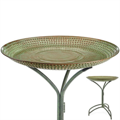 Good Directions 20 inch Blue Verde Copper Bird Bath with Stand