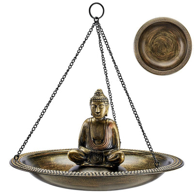 Good Directions 18 inch Hanging Copper Bird Bath with Buddha