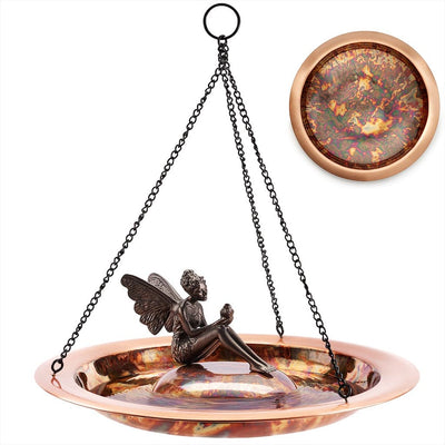 Good Directions 18 inch Hanging Fired Copper Bird Bath with Fairy