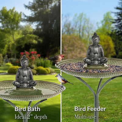 Good Directions 20 inch Blue Verde Copper Bird Bath with Buddha