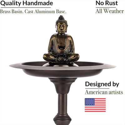 Good Directions Classic Bronze Bird Bath Pedestal with Buddha