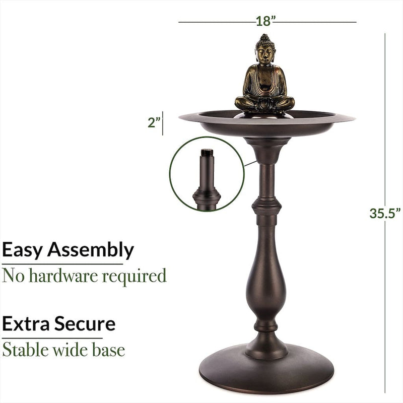 Good Directions Classic Bronze Bird Bath Pedestal with Buddha