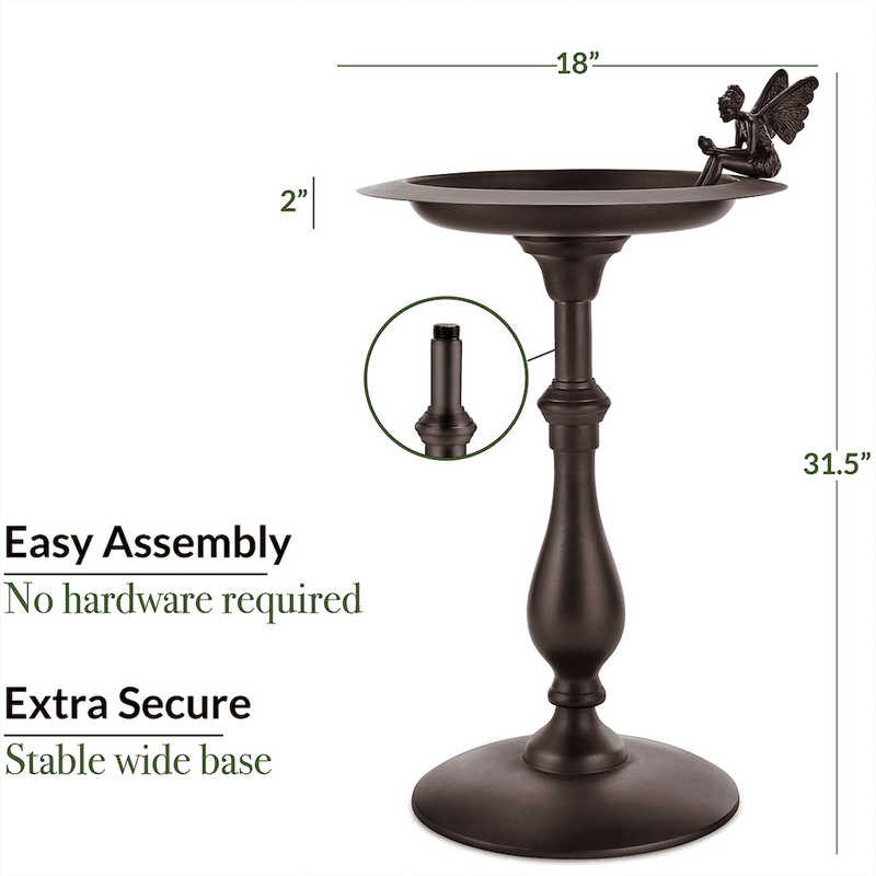 Good Directions Classic Bronze Bird Bath Pedestal with Fairy