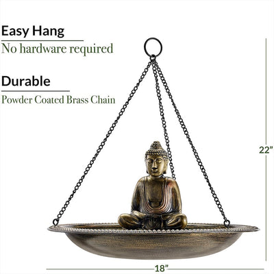 Good Directions 18 inch Hanging Copper Bird Bath with Buddha