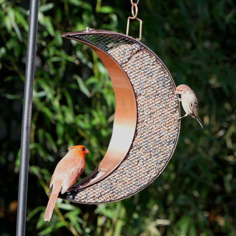 Good Directions Over The Moon Copper Bird Feeder with Mesh Panels