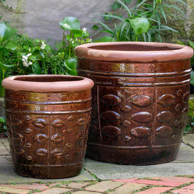 Campania International Rustic Leaf Pot in Rustic Brown set of 2