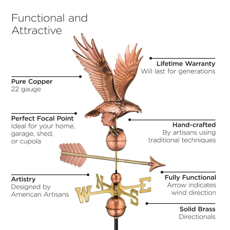 Good Directions Freedom Eagle Weathervane in Pure Copper