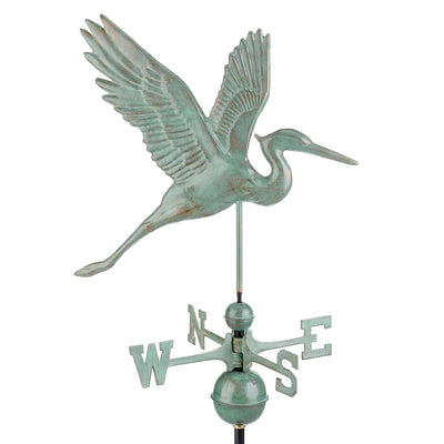 Good Directions Graceful Blue Heron Weathervane in Blue Verde Copper
