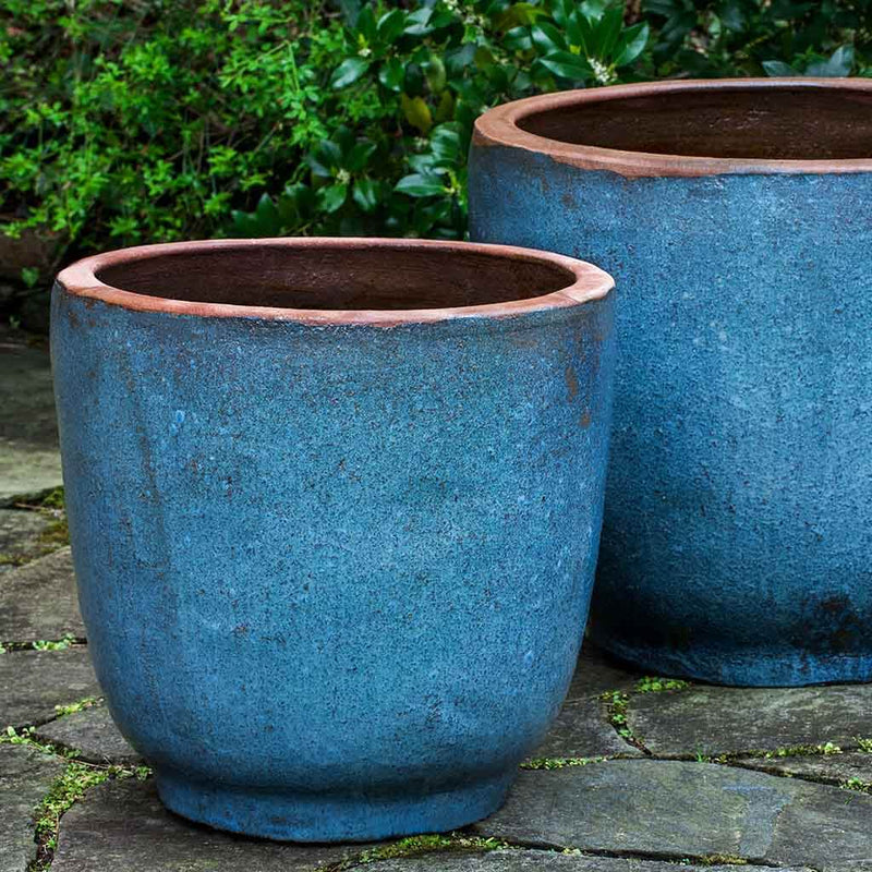 Campania International Nari Planter in Rustic Blue set of 2