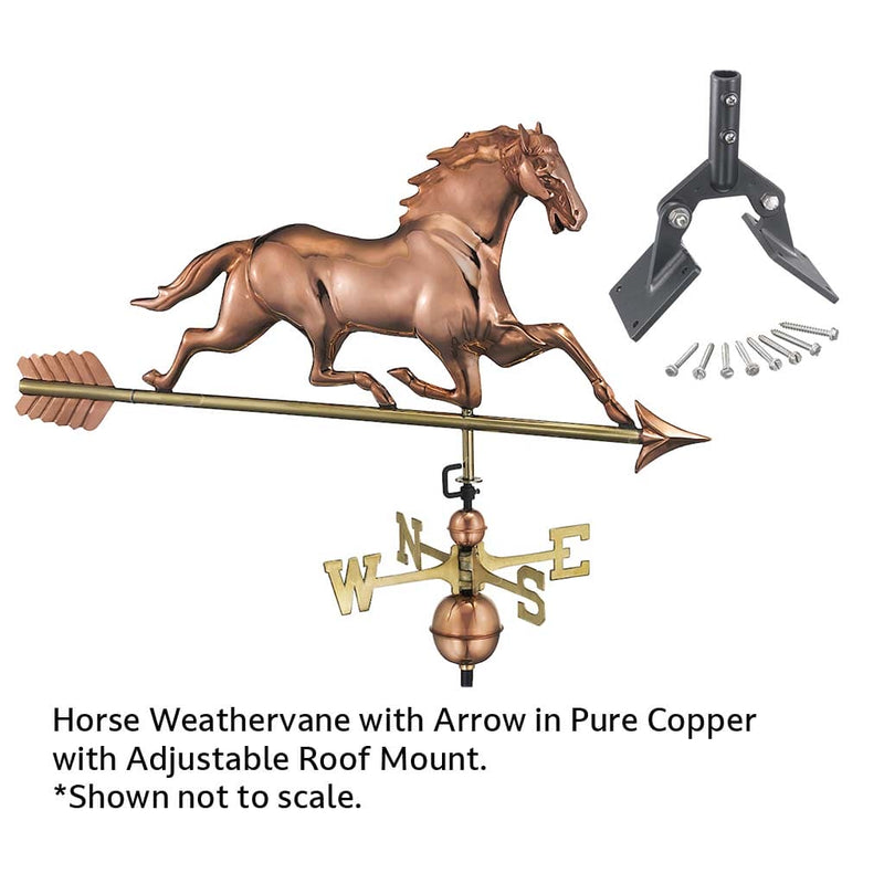 Good Directions Horse Weathervane with Arrow in Pure Copper