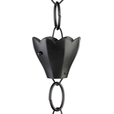 Good Directions Modern Farmhouse 13 Cup Tulip Black Aluminum 8.5ft. Rain Chain