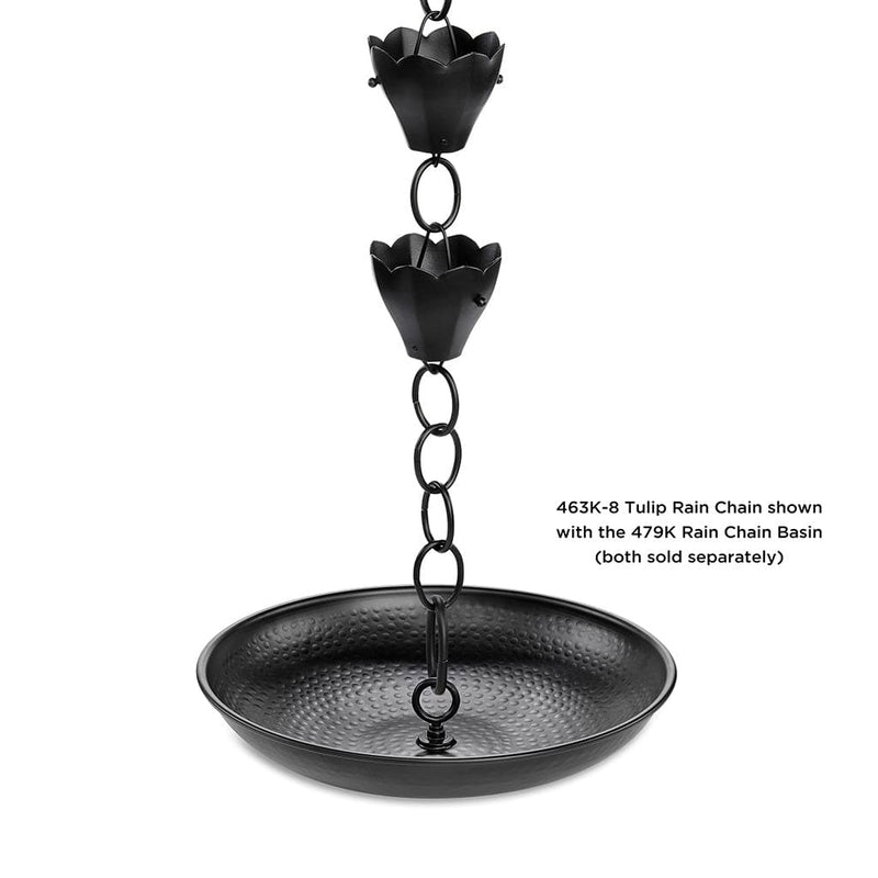 Good Directions Modern Farmhouse 13 Cup Tulip Black Aluminum 8.5ft. Rain Chain