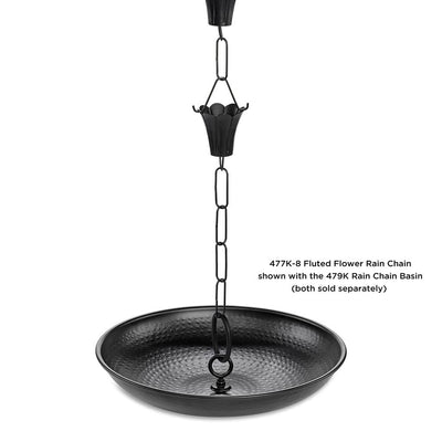 Good Directions Modern Farmhouse Fluted Flower Black Aluminum 8.5ft. Rain Chain