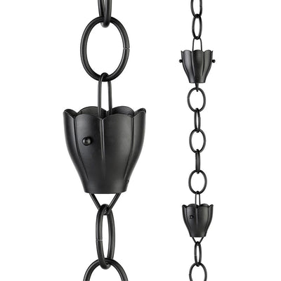 Good Directions Modern Farmhouse 6 Cup Crocus Black Aluminum 8.5ft. Rain Chain