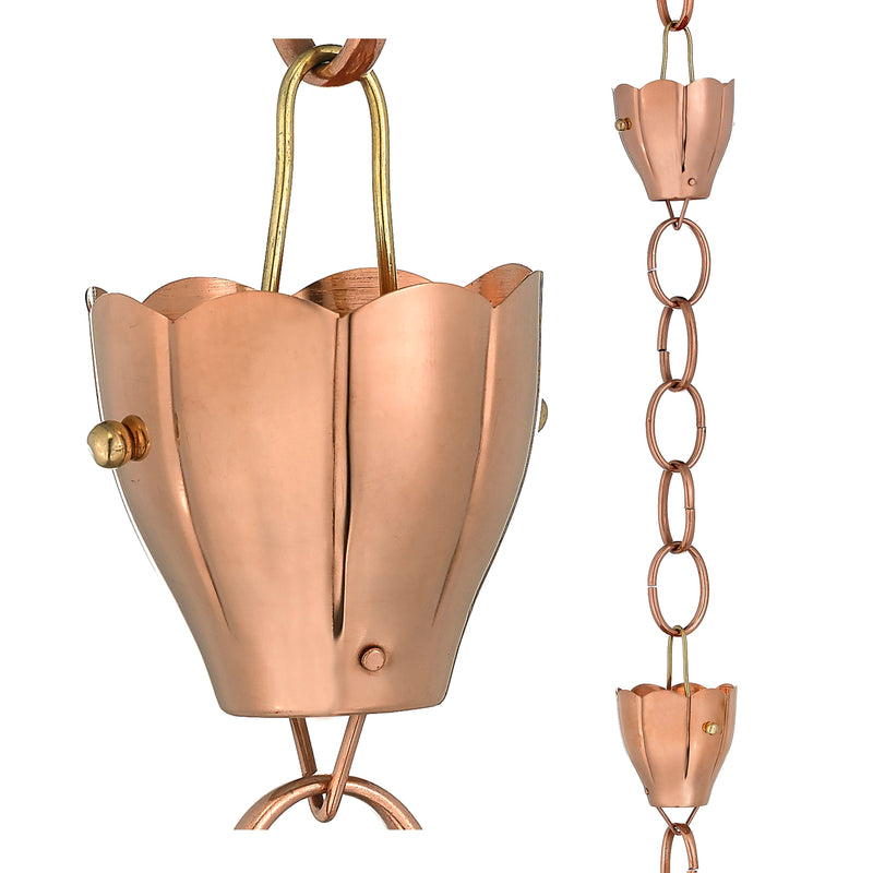 Good Directions 6 Cup Crocus Pure Copper 8.5ft. Rain Chain