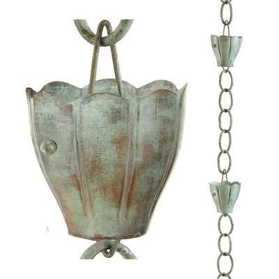 Good Directions 6 Cup Crocus Blue Verde Copper 8.5ft. Rain Chain