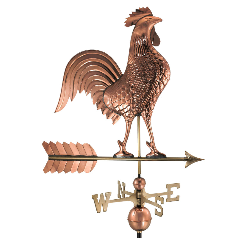 Good Directions Large Rooster Weathervane in Pure Copper