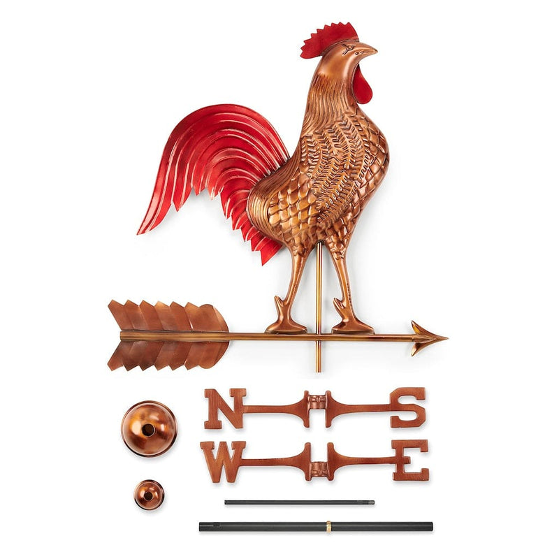 Good Directions Large Rooster Weathervane in Pure Copper Multi-Color Patina