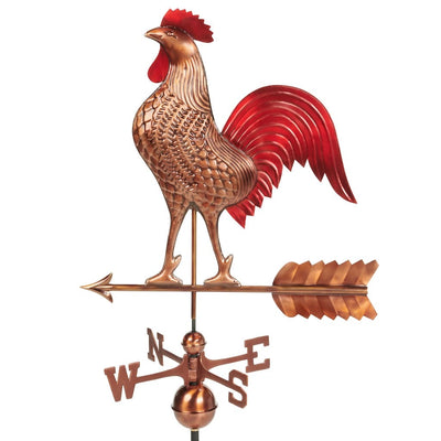 Good Directions Large Rooster Weathervane in Pure Copper Multi-Color Patina