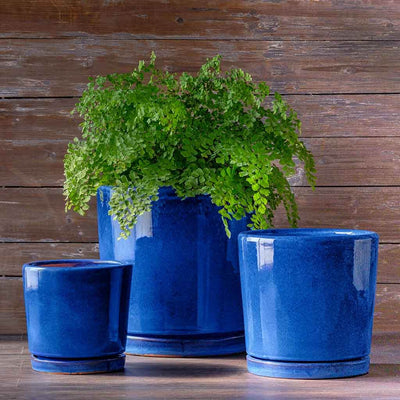 Campania International I/O 2 Cylinder Planter in Riviera Blue set of 3