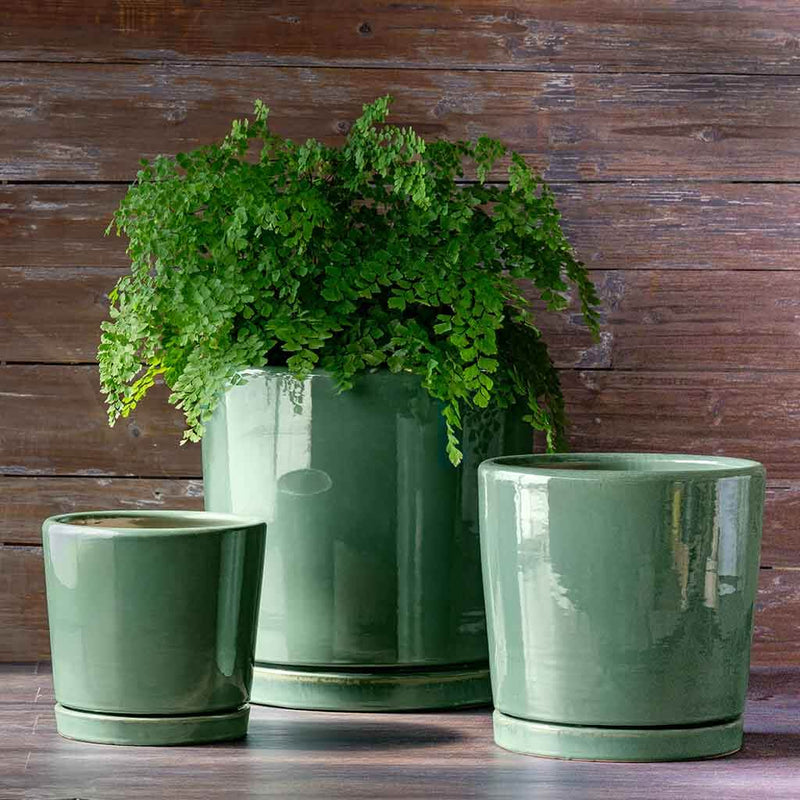 Campania International I/O 2 Cylinder Planter in Sea Green set of 3