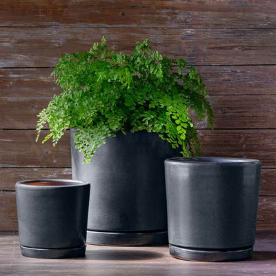 Campania International I/O 2 Cylinder Planter in Graphite set of 3