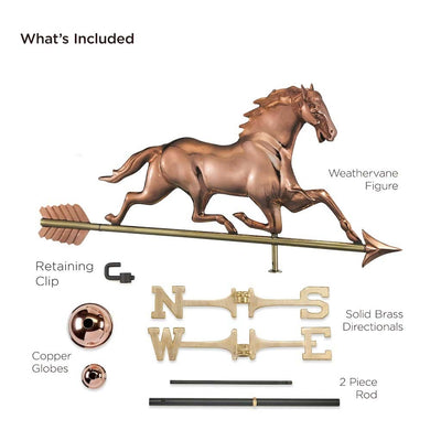 Good Directions Horse Weathervane with Arrow in Pure Copper