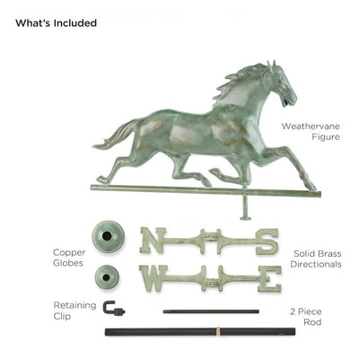 Good Directions Horse Weathervane in Blue Verde Copper