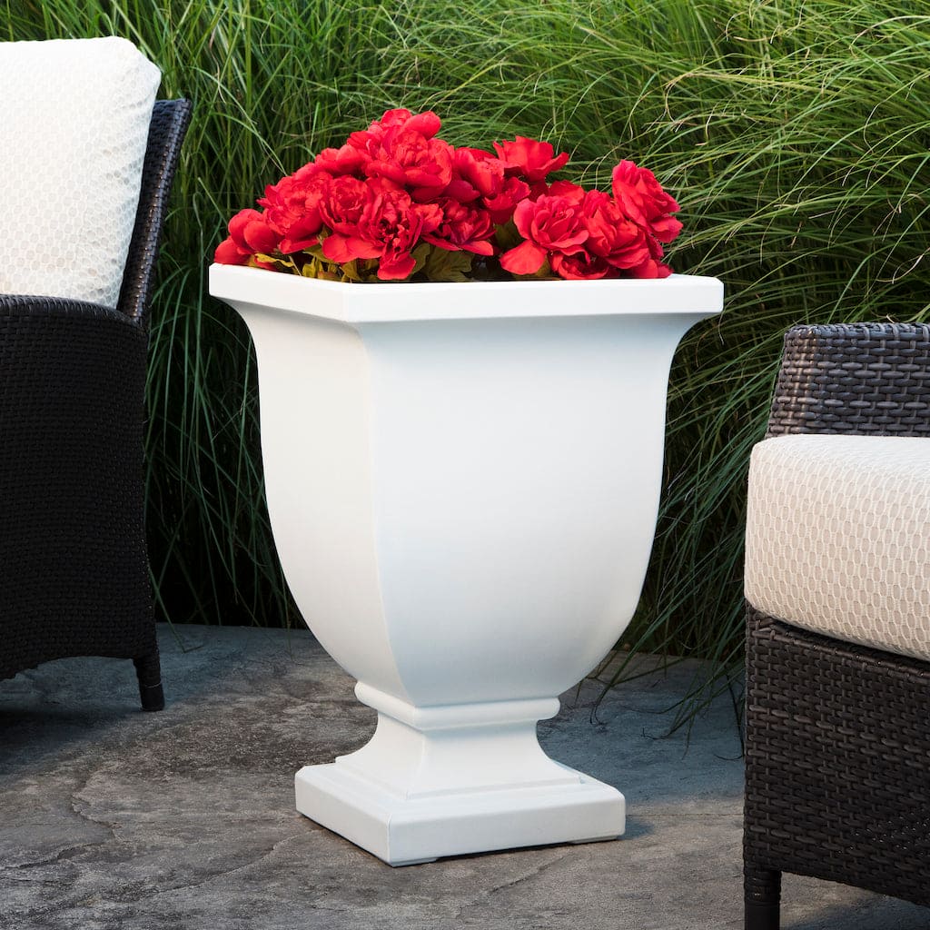 white tall plant pot Mayne 26 in. Augusta Tall Planter
