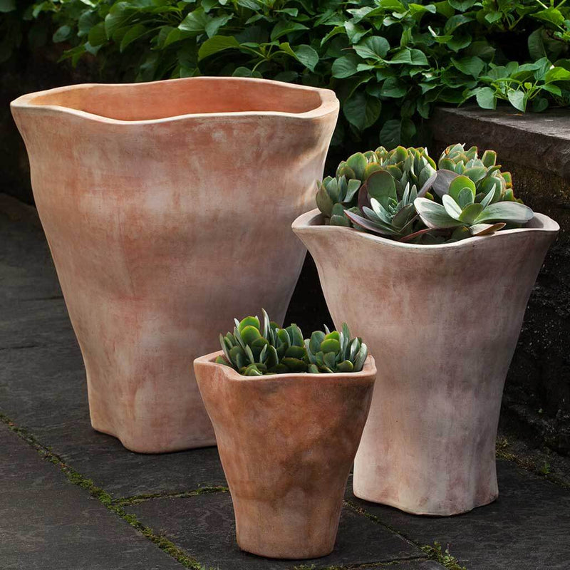 Campania International Foxglove Tall Planter in Terra Cotta set of 3