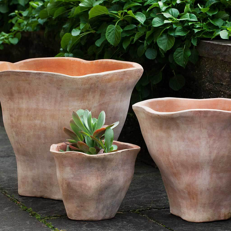 Campania International Fox Glove Planter in Terra Cotta set of 3