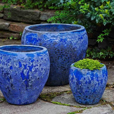 Campania International Symi Planter in Angkor Blue set of 3