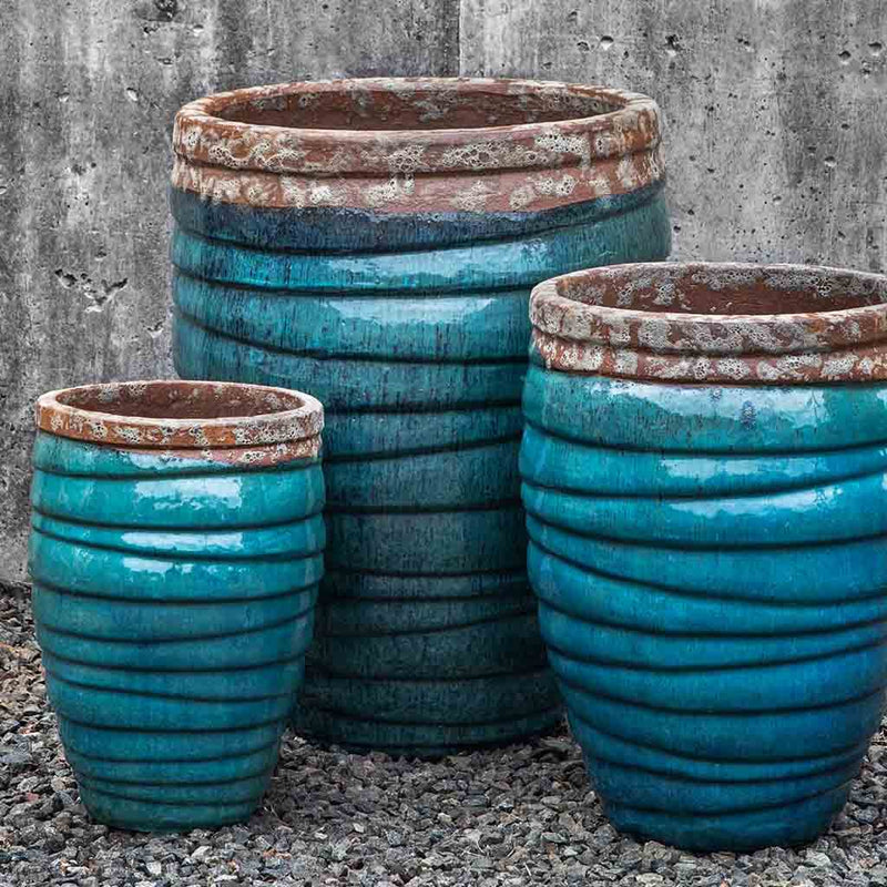 Campania International Guaracha Planter in Beachcomber Aqua set of 3