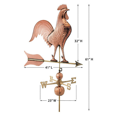 Good Directions Barn Rooster Estate Weathervane in Pure Copper