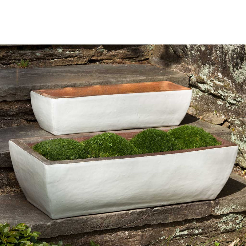 Campania International Rustic Trough Planter in Antique White set of 2