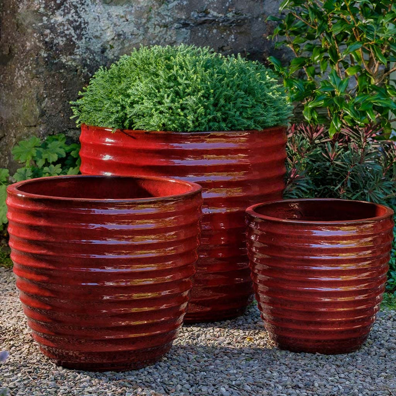 Campania International Linea Planter in Tropic Red set of 3