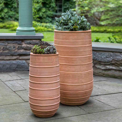 Campania International Madera Tall Planter in Terra Cotta set of 2