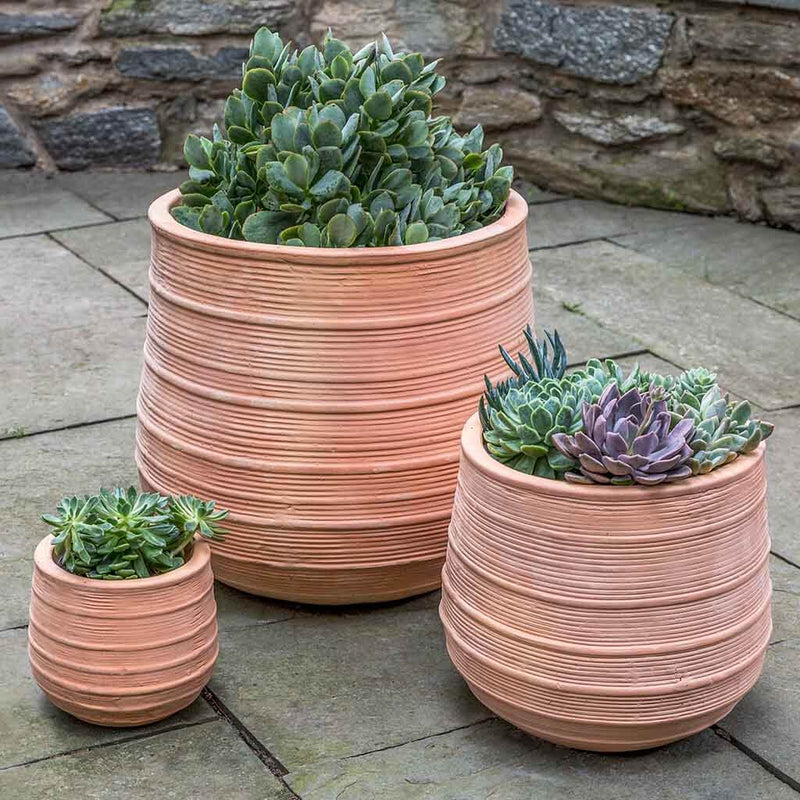 Campania International Madera Planter in Terra Cotta set of 3