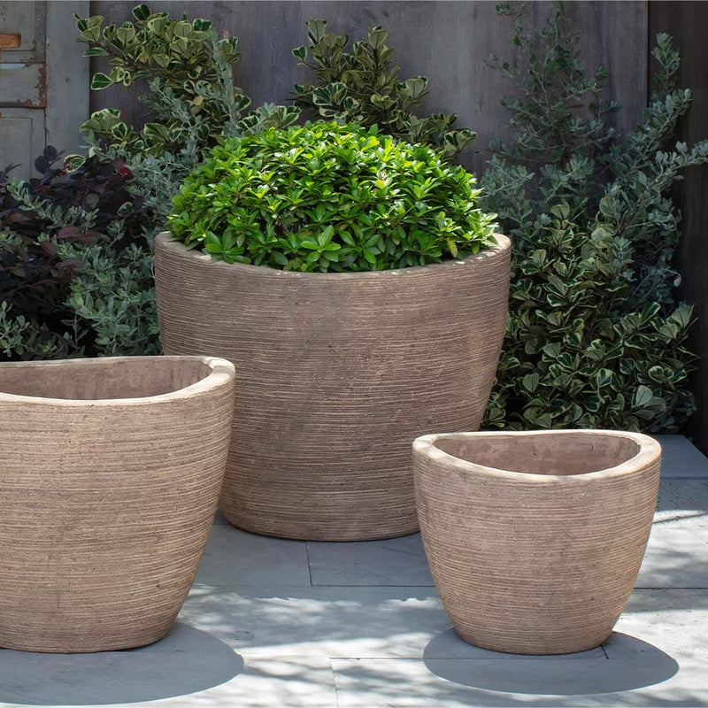 Campania International Belize Planter in Brown Terra Cotta set of 3