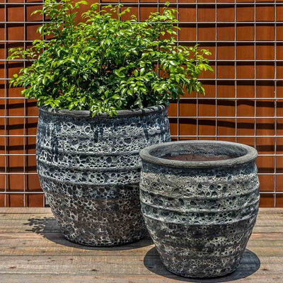 Campania International Knossos Planter in Fossil Grey set of 2