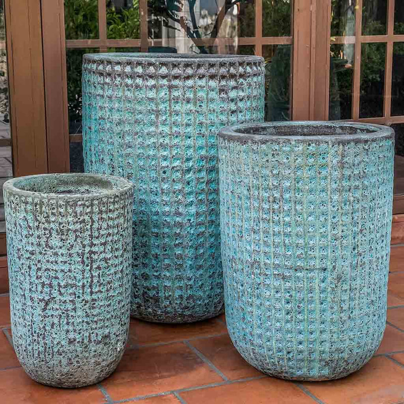 Campania International Escada Tall Planter in Verdigris set of 3