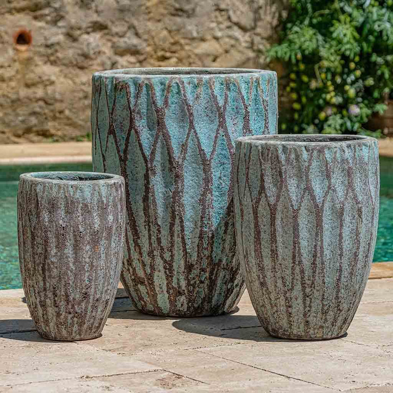 Campania International Tortona Planter in Verdigris set of 3