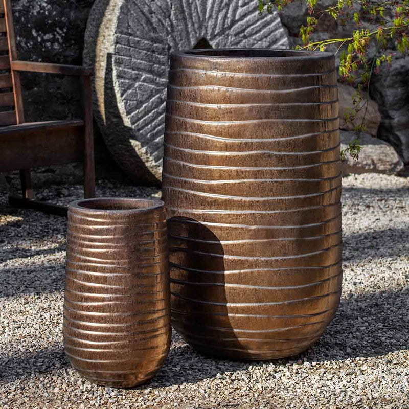 Campania International Ipanema Tall Planter in Bronze set of 2