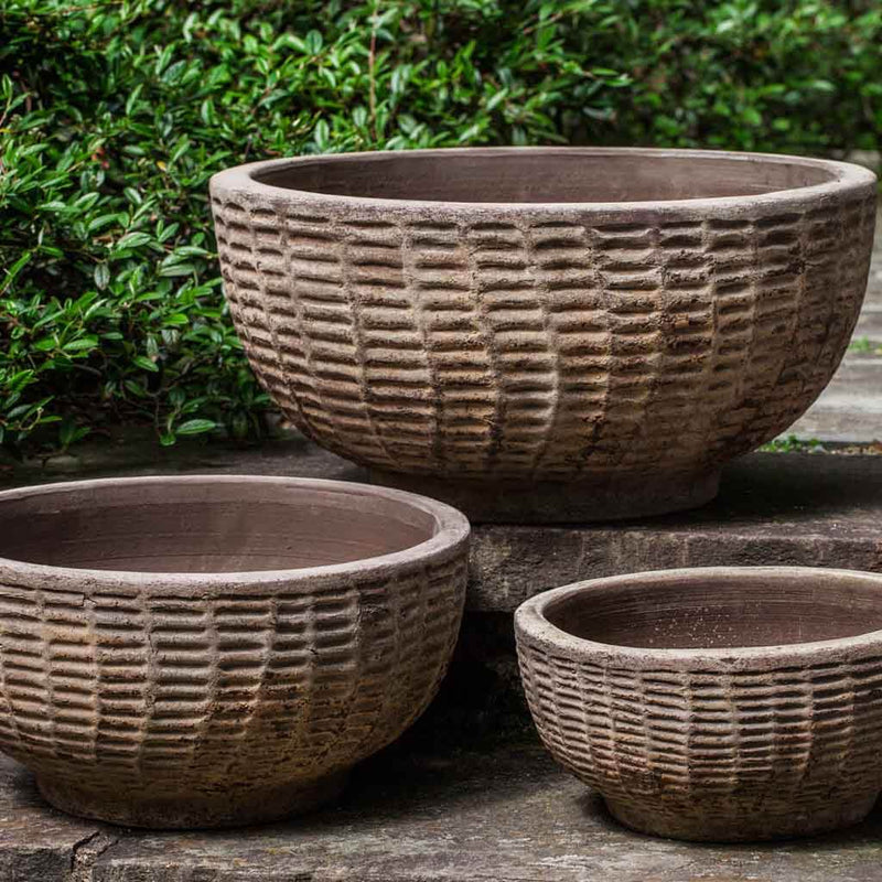 Campania International Antique Lattice Basket in Antico Terra Cotta set of 3