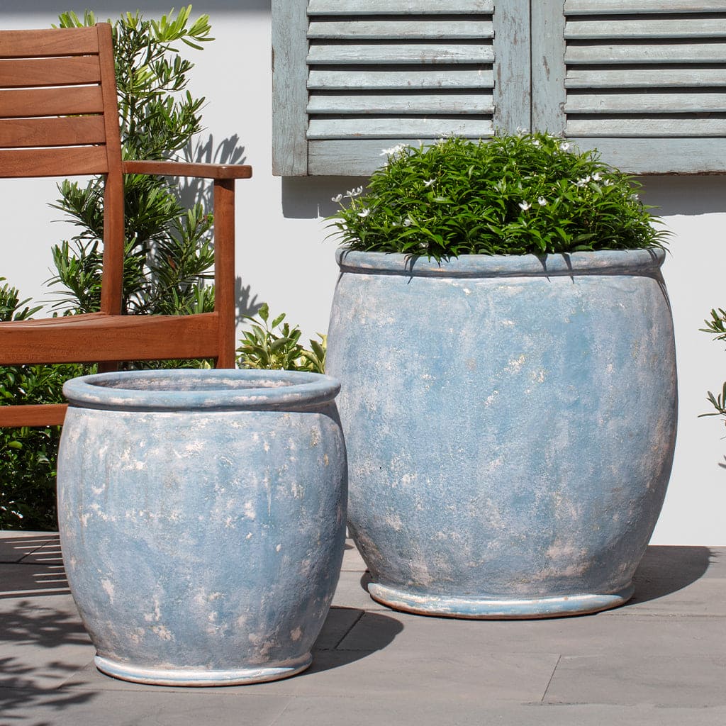 Campania International Brooke Planter in Murano Celeste | The