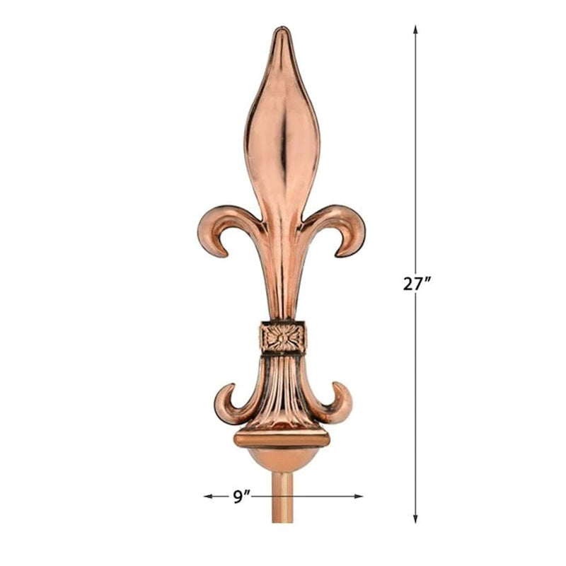 Good Directions Fleur-De-Lis Pure Copper Rooftop Finial with Roof Mount