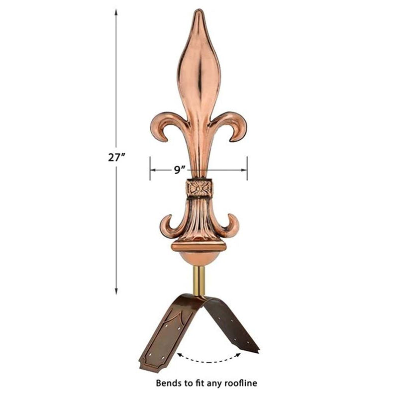 Good Directions Fleur-De-Lis Pure Copper Finial with decorative Copper Roof Mount