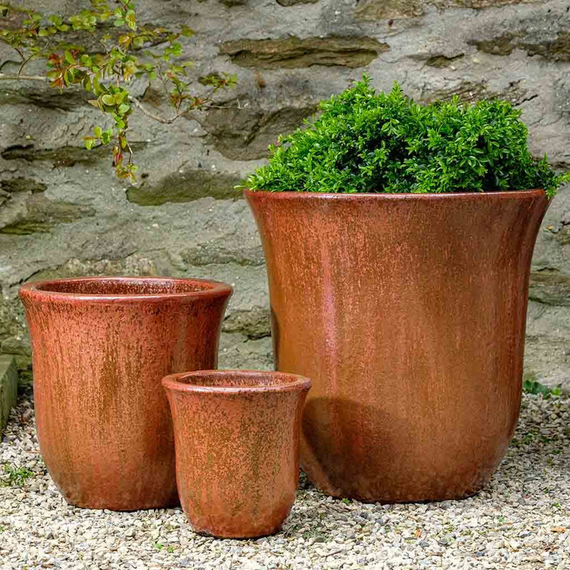 Campania International Campana Planter in Volcanic Red set of 3