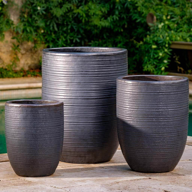 Campania International Riga Planter in Graphite set of 3