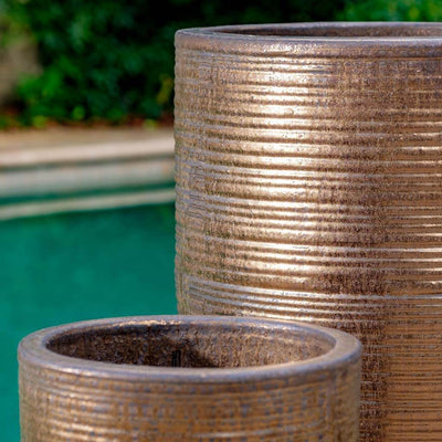 Campania International Riga Planter in Bronze set of 3